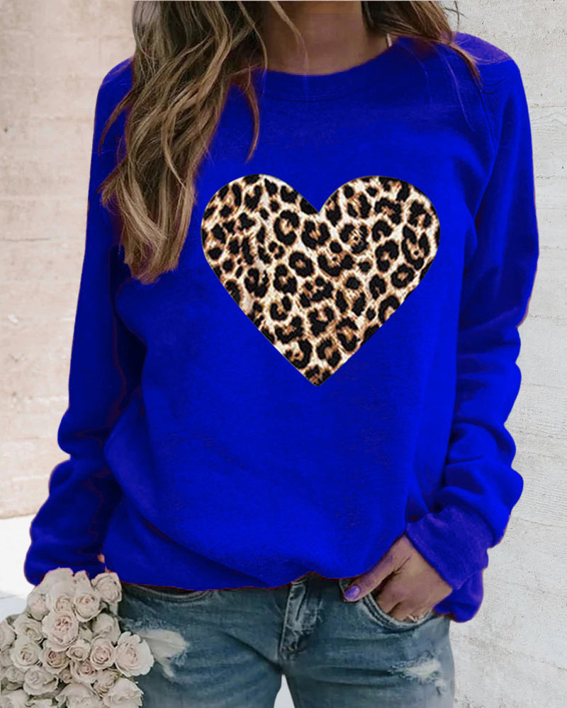 Dames sweatshirt met luipaardprint hart