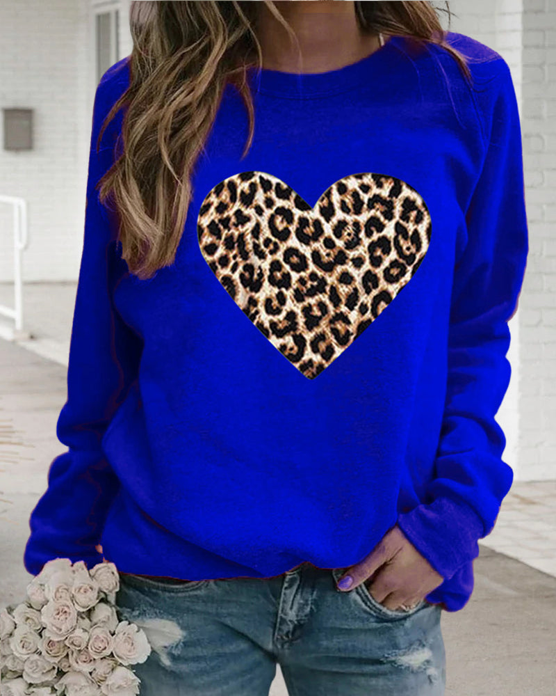 Dames sweatshirt met luipaardprint hart