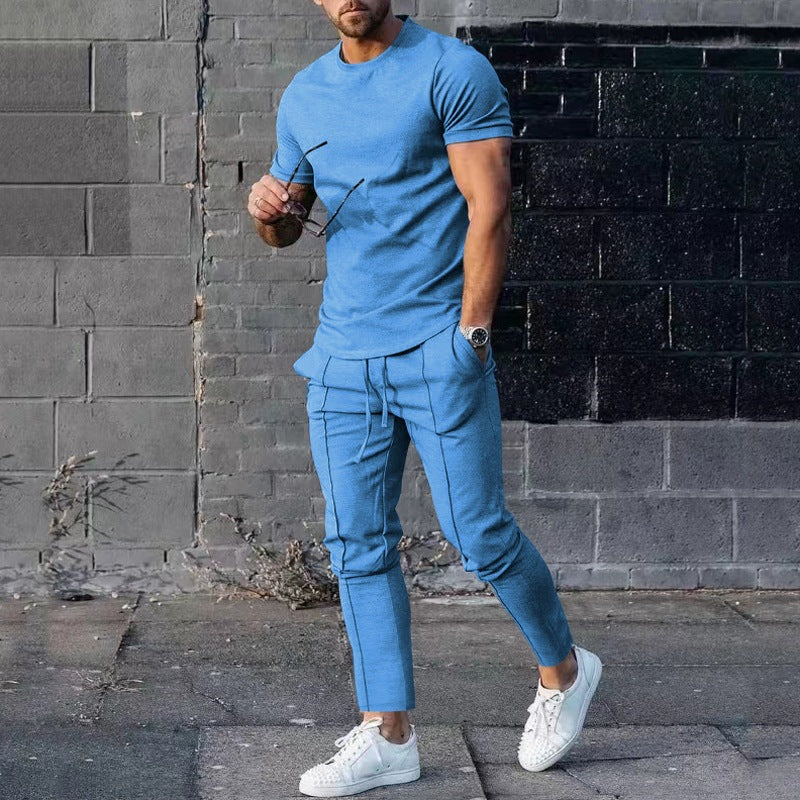 Minimalistische heren tweedelige set met lange broek en overhemd