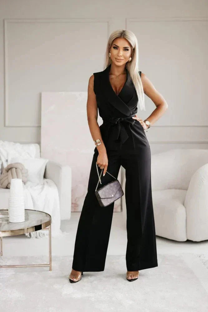 Elegante mouwloze jumpsuit met riem voor vrouwen