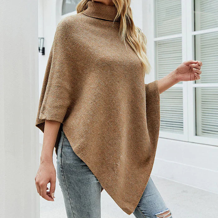 Dames bruine poncho met knopen