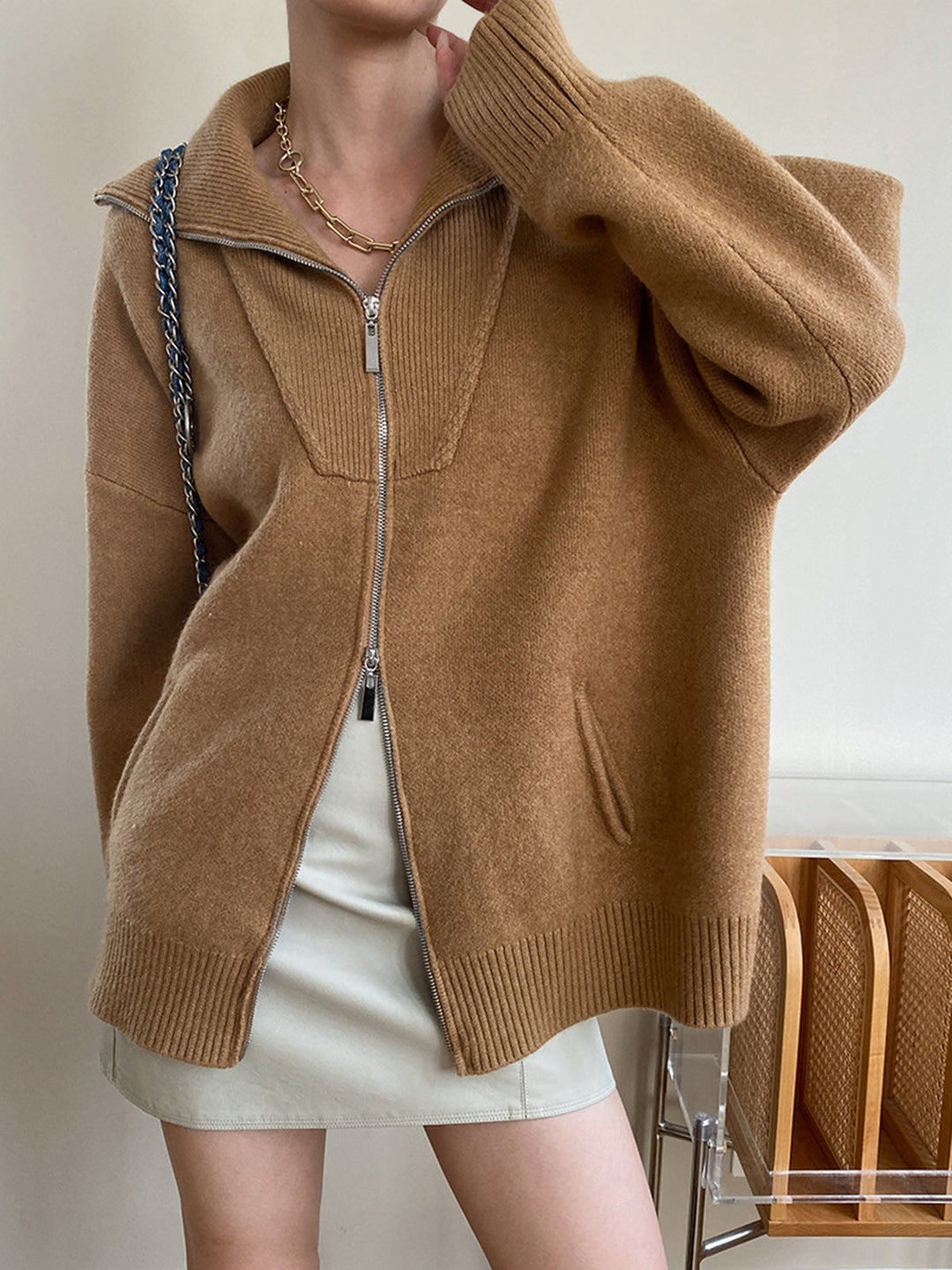 Oversized open kraag cardigan voor vrouwen