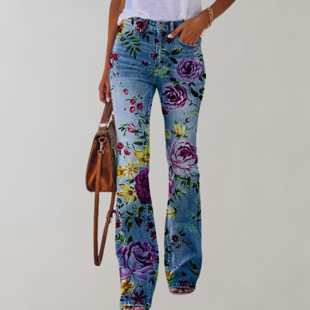 Dames Flared Jeans met Print