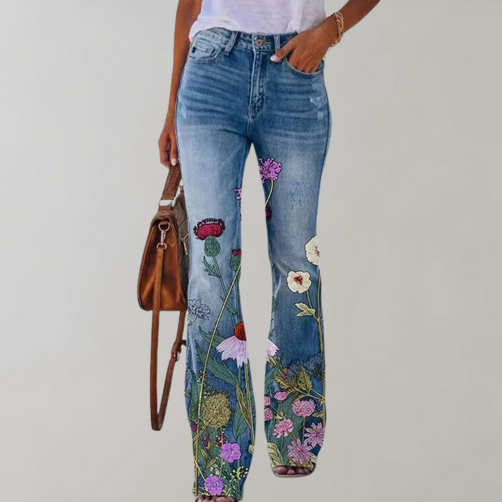 Dames Flared Jeans met Print