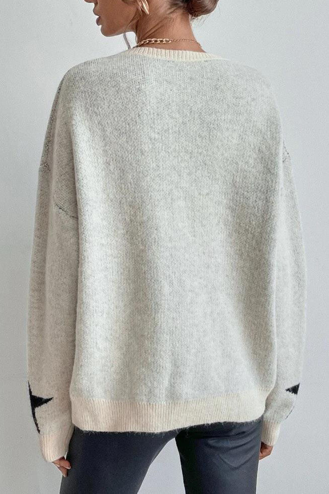 Grote sterren trui sweater met ronde hals voor dames