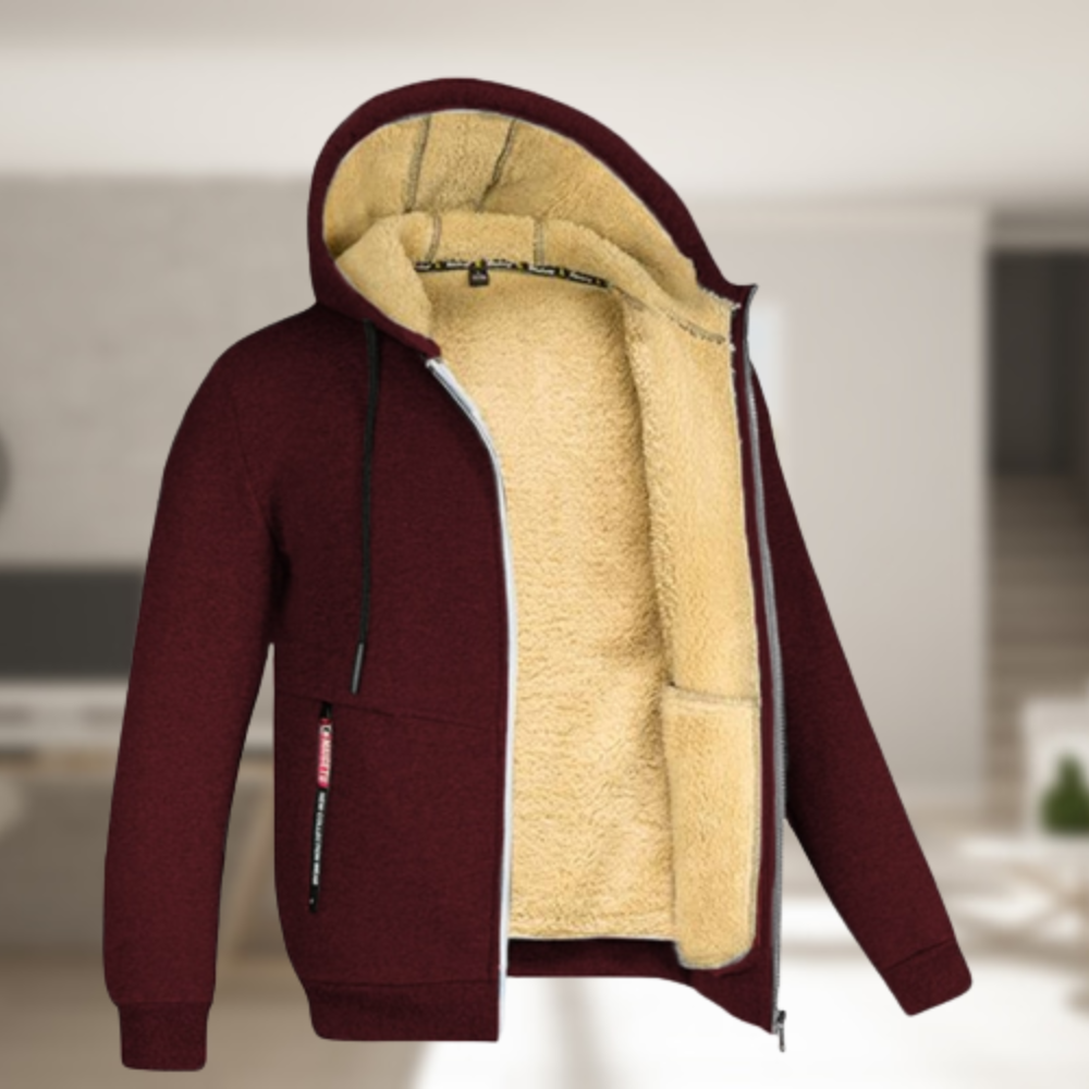 Heren winterjas met capuchon en fleece