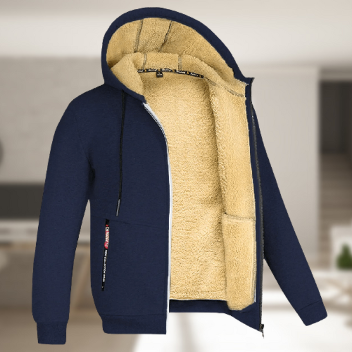 Heren winterjas met capuchon en fleece