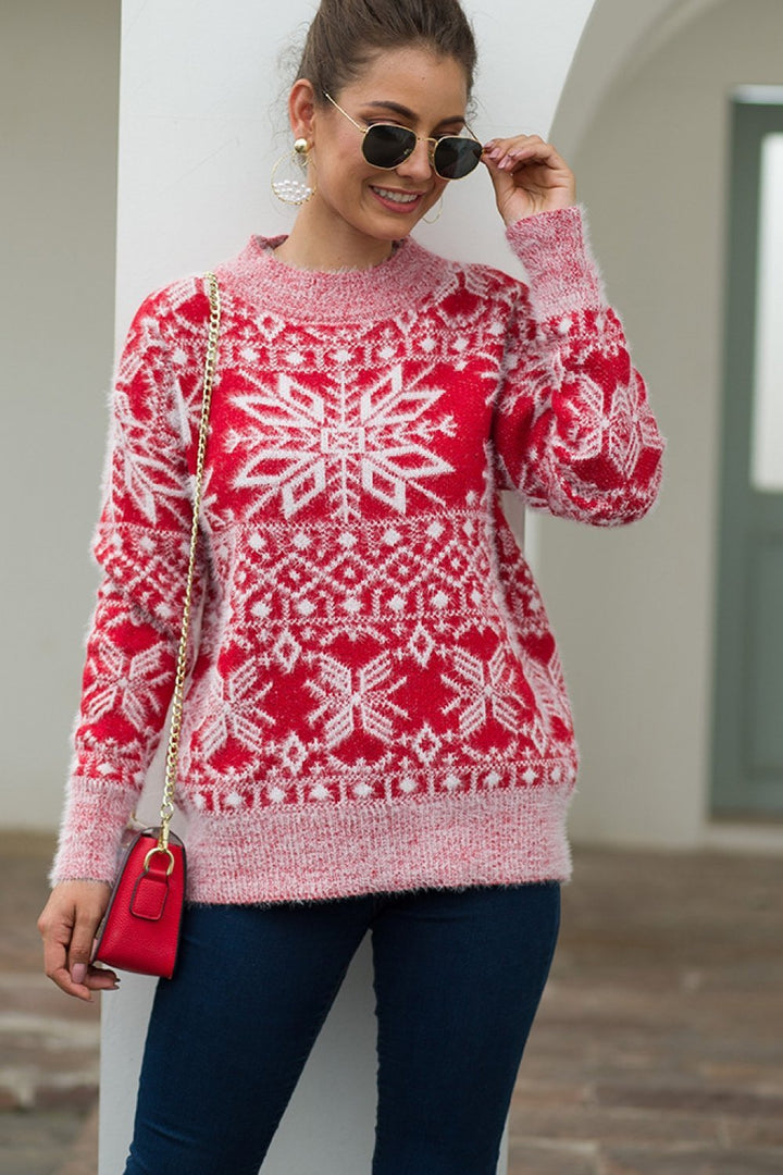 Pullover met sneeuwvlokjes-pluche voor dames