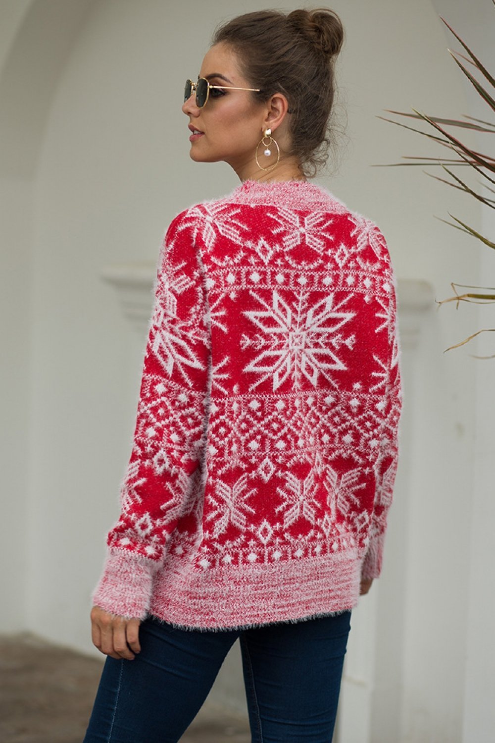 Pullover met sneeuwvlokjes-pluche voor dames