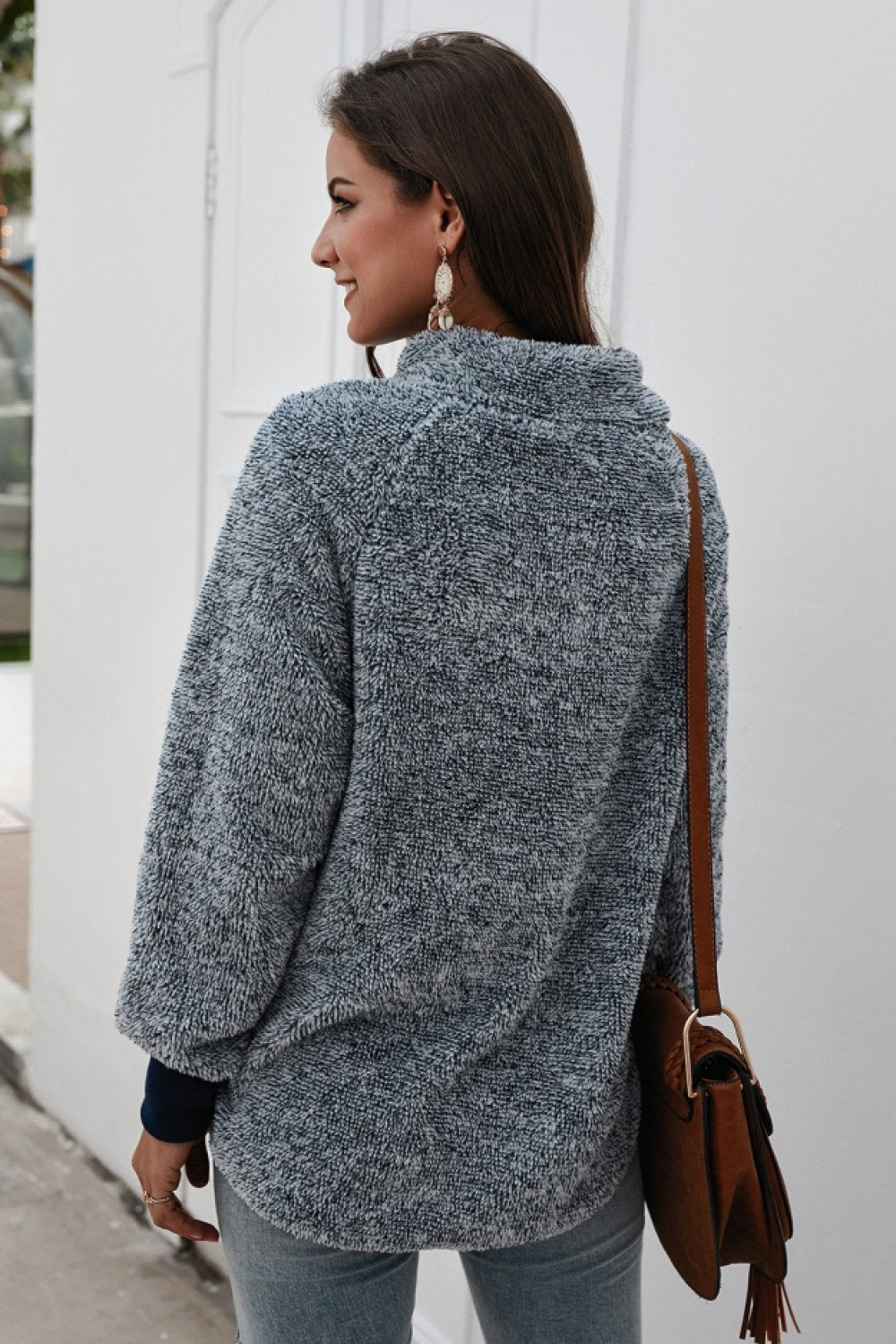 Kleurblok Sweatshirt met Hoge Hals en Knopen voor Vrouwen